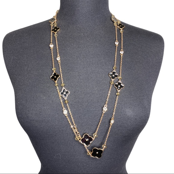 Ziba Jewelry - Black Enameled Quatrefoil Necklace